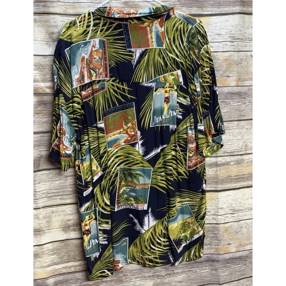 Vintage K.A.D. Clothing Co Tropical Beach Hawaiian Palm Trees Shirt Men's Medium